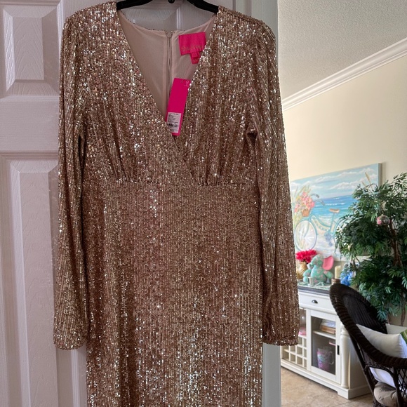 NWT Lilly Pulitzer  Reagan Long Sleeve Sequin Dress SZ 12 - Picture 1 of 12